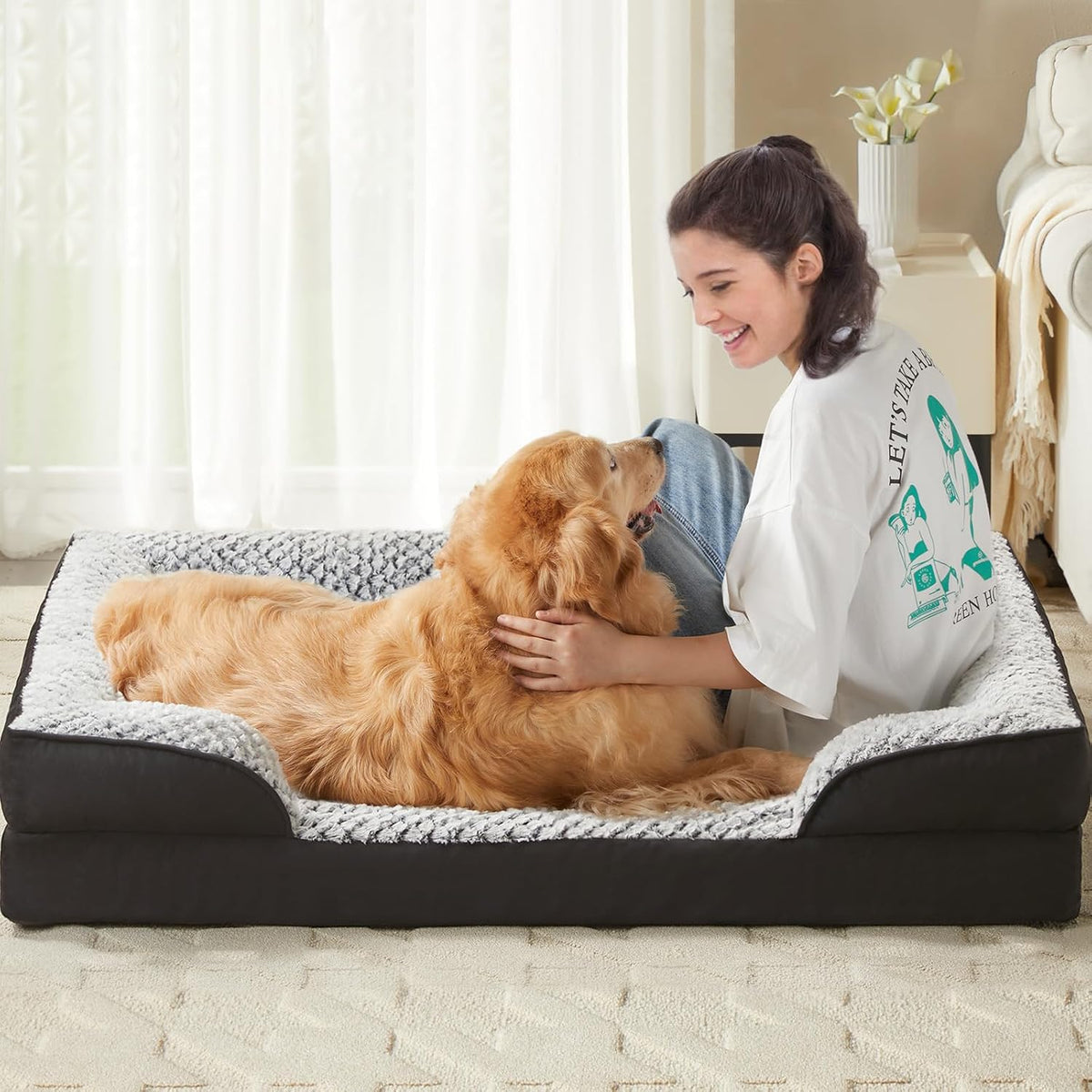 LEXTRO Orthopedic XXL Dog Bed, Washable Dog Beds for Extra Large Dogs