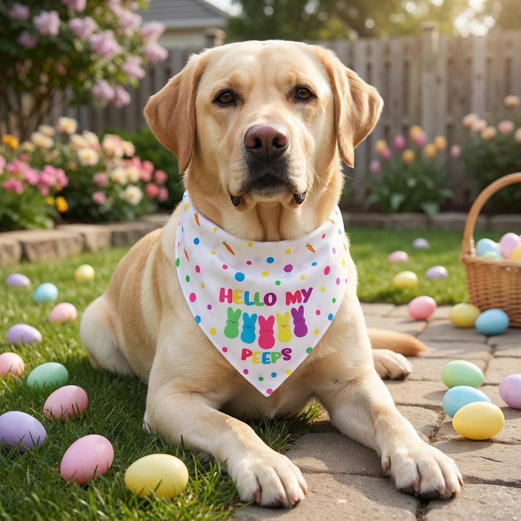 Easter Dog Bandanas 2PCS-XLarge,Adjustable Holiday Party Pets Rabbit Easter Egg Outfits,Triangle Reversible Pet Scarf for Boys and Girls,Dog Costume Gifts for Extra Large Dogs