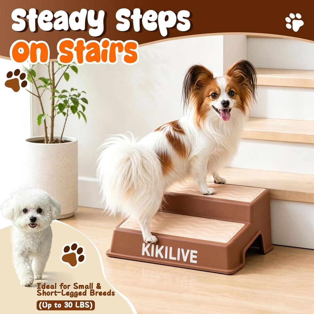 Non-Slip Dog Ramp for Stairs – 2-Step Design, for Small Dogs (4-Pack)