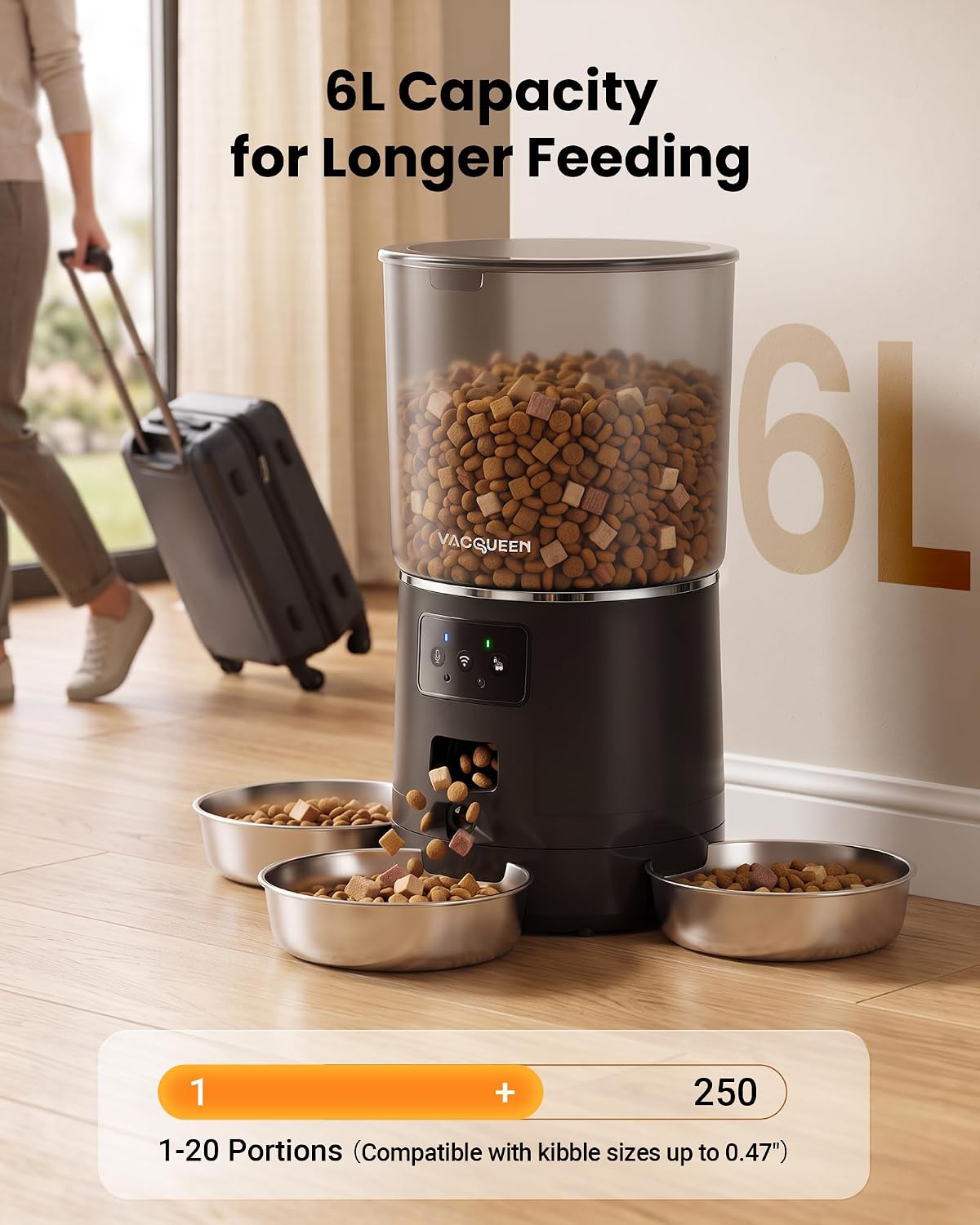 Automatic Cat Feeder with Camera for 3 Cats, 310° Monitoring, 2G/5G WiFi