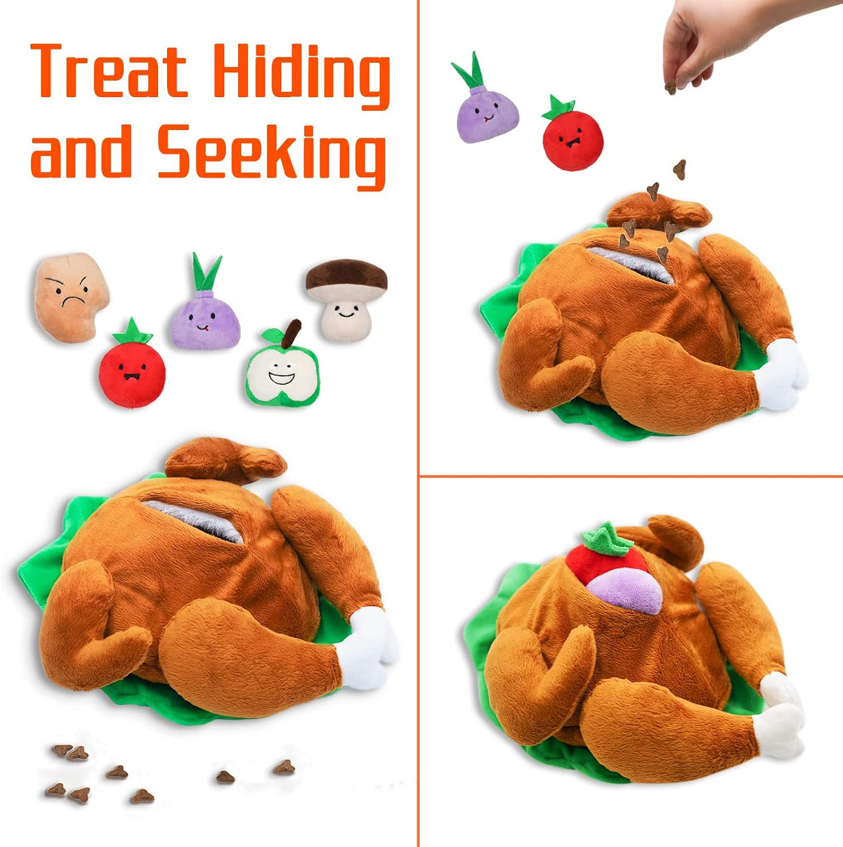 Thanksgiving Dog Toy, Hide and Seek Turkey Puzzle for Small Dogs