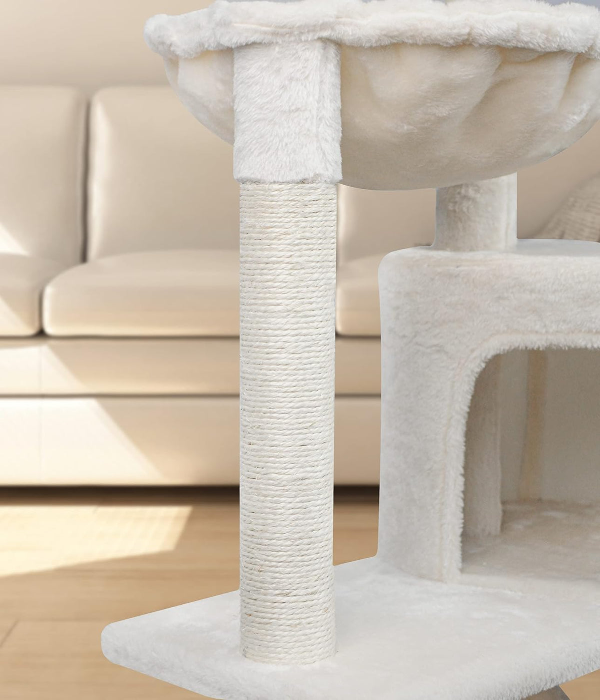 YUNIQUE 39.4'' Cat Tree with Cat Condo and Big Hammock, Beige