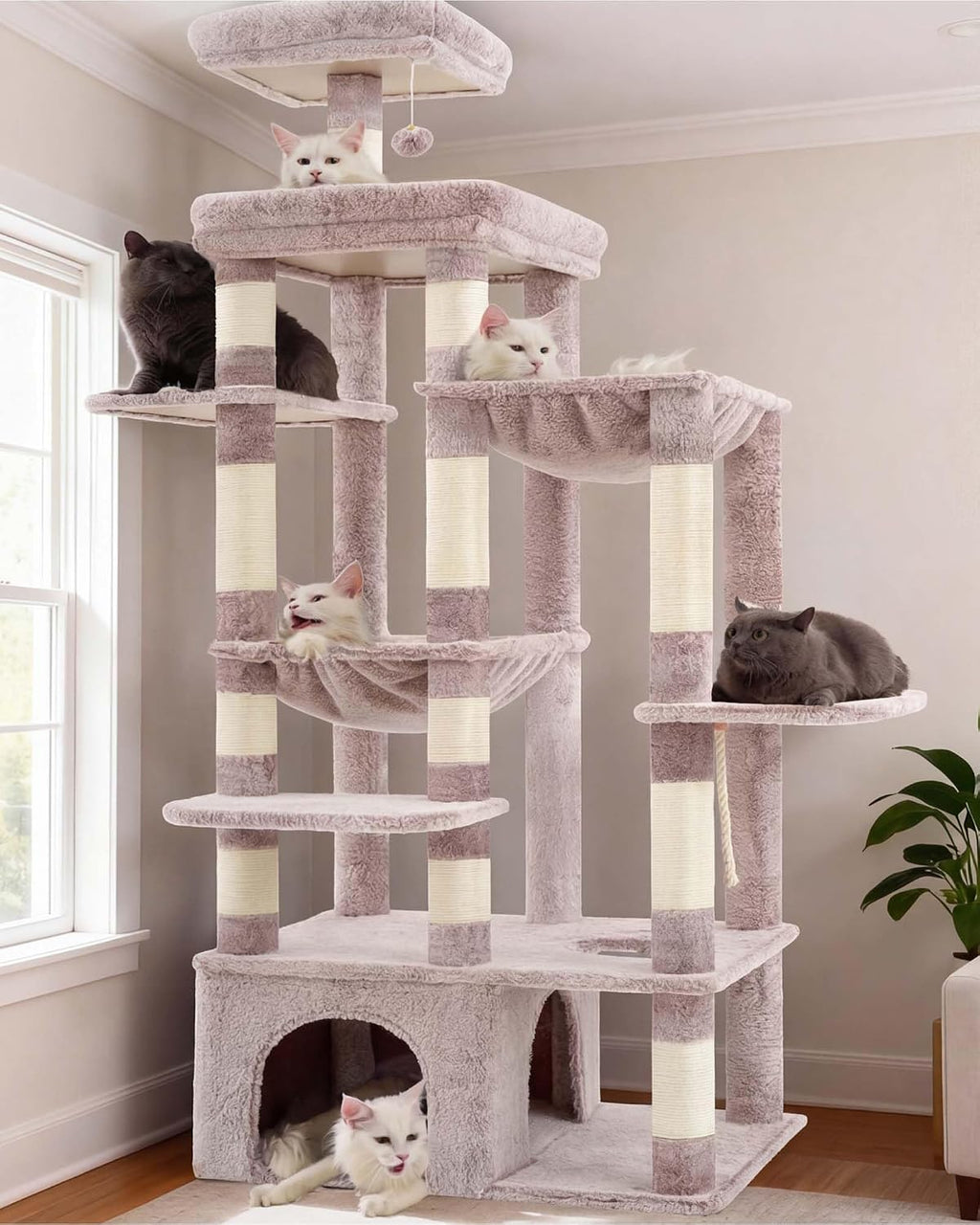 Heybly Cat Tree, 71-Inch Tall Cat Tower for Large Maine Coon Cats HCT037MU