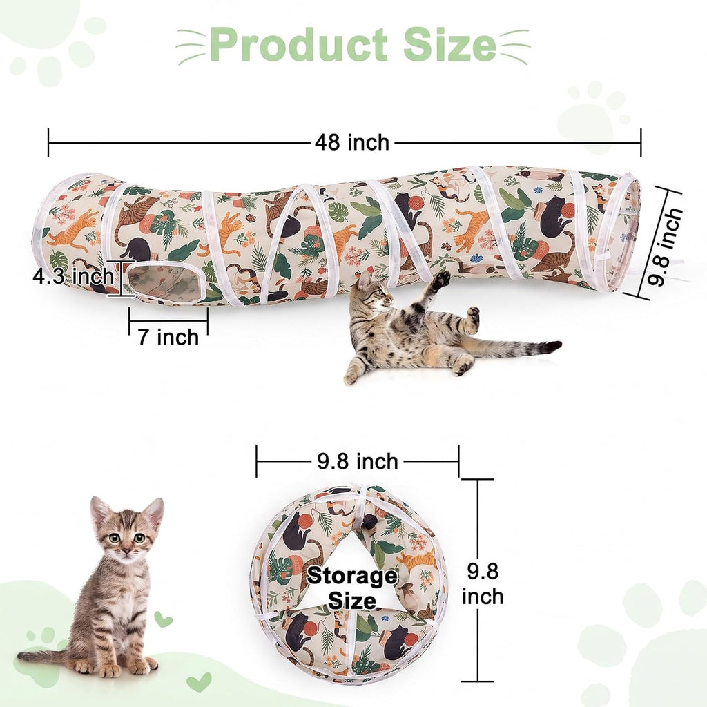 Glittme S-Shape Cat Tunnel, Foldable Cat Tunnels for Indoor Cats