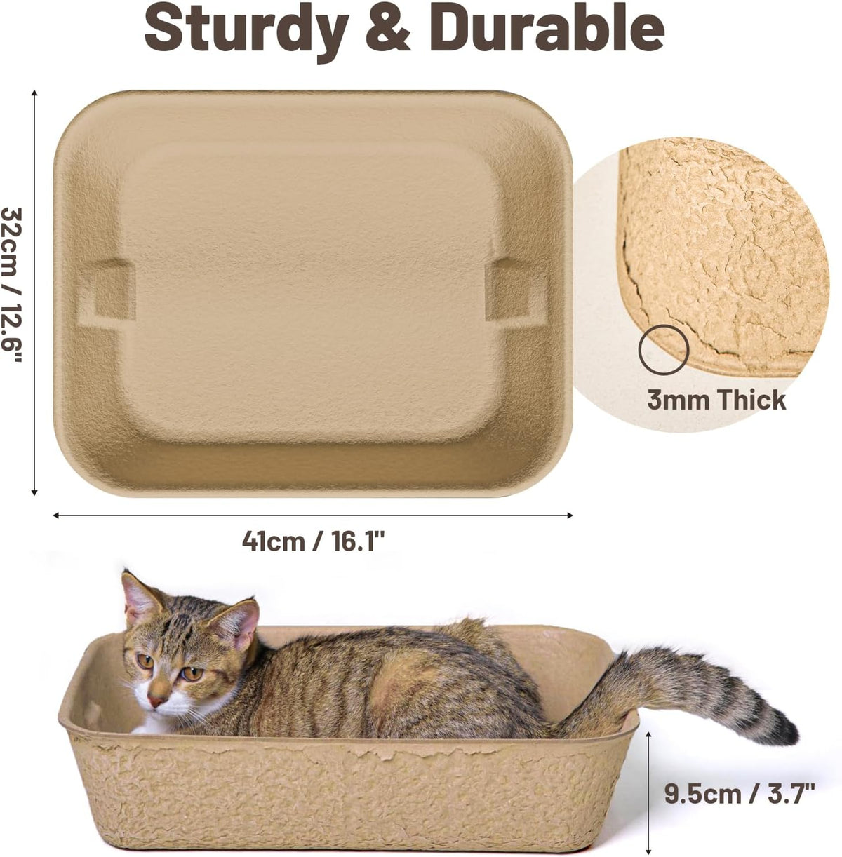 10 Pack Disposable Cat Litter Boxes, Leak-Proof Cardboard Litter Trays
