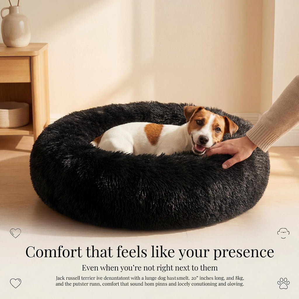 nononfish Cozy Donut Dog Bed,Soft Calming Bed for Small Pets