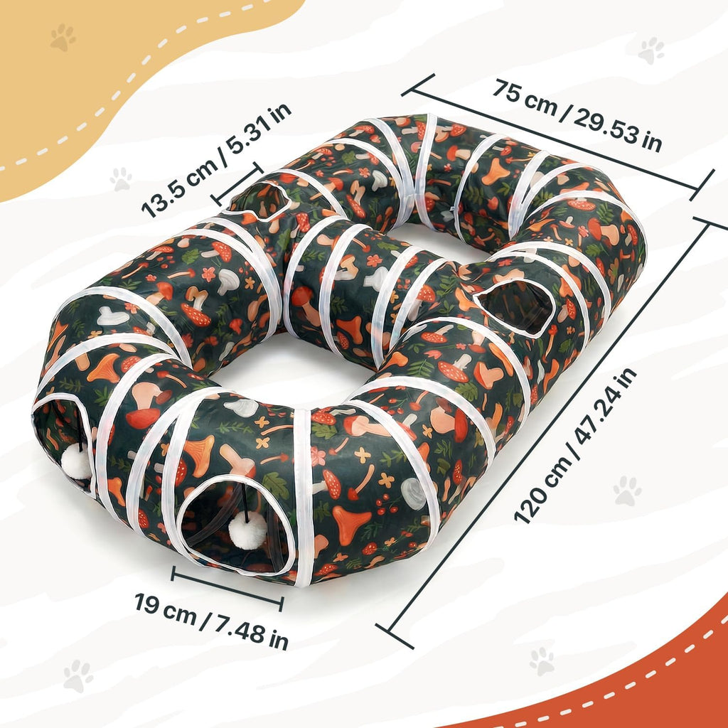 Cat Tunnel for Indoor Entertainment, Tear-Resistant Cat Play Tube with Play Ball, Collapsible Pet Tube with Interactive Peephole, Ideal for Outdoor Exercise for Kittens Puppies Rabbits (8-Shaped)