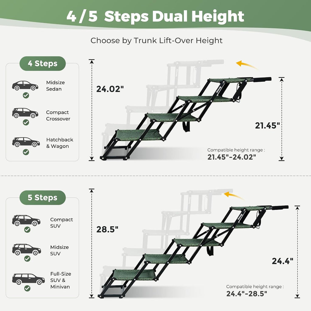 4‑Step Dog Stairs for Car Trunk, 17" Wide Foldable Lightweight Pet Stairs