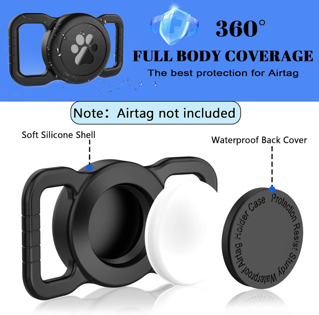 SANKALA Waterproof Airtag Holder for Dog Collar, Black, 1 Pack