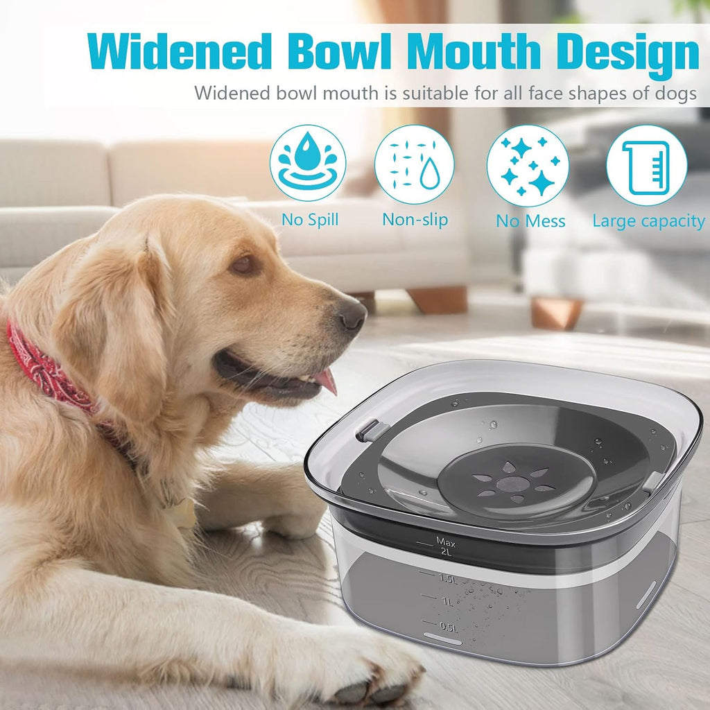UPSKY 70oz Dog Water Bowl, No Spill Slow Drinking Feeder for Messy Drinker | Large Capacity, Spill Proof, Prevent Pet Prevents Choking, Anti-Slip, Visible Water Level, Suitable for Travel and Car Trips