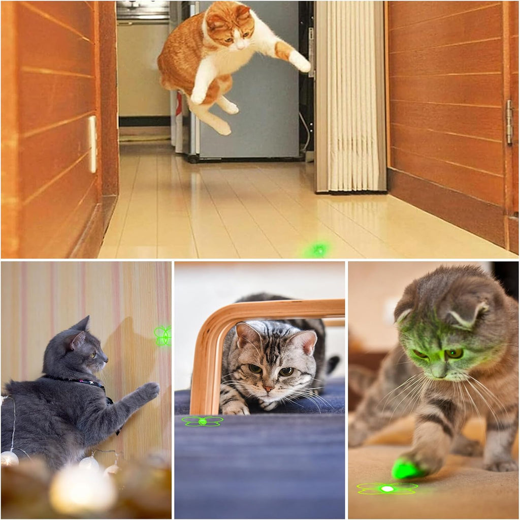 Waputne Cat Toy, Green Light, Rechargeable, 3 Light Modes, 5 Fun Patterns