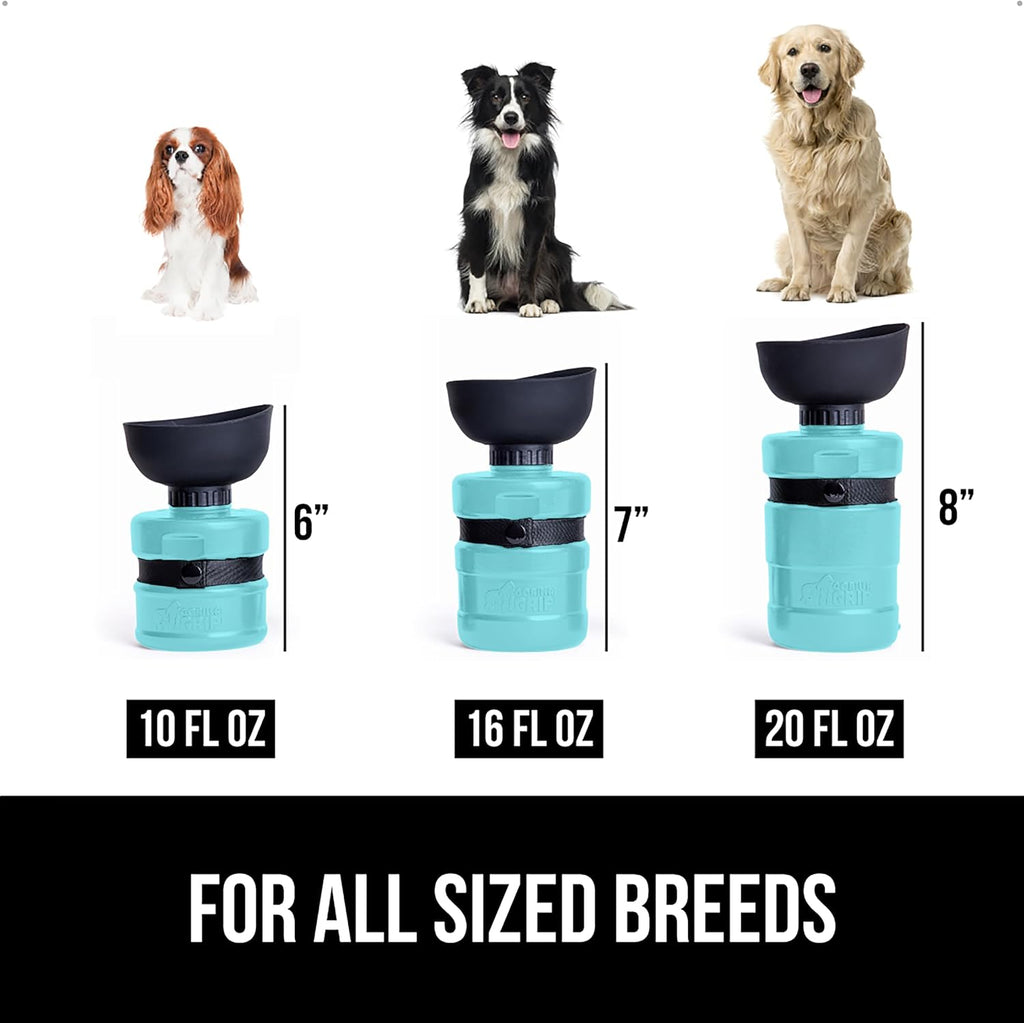 GORILLA GRIP Portable Dog Water Bottle, Food Grade Silicone, 16oz Turquoise | Water Bowl Dispenser for Dogs, Leak Proof Pet Travel Squeeze Bottles, Pet Stocking Stuffer, Puppy Essentials 