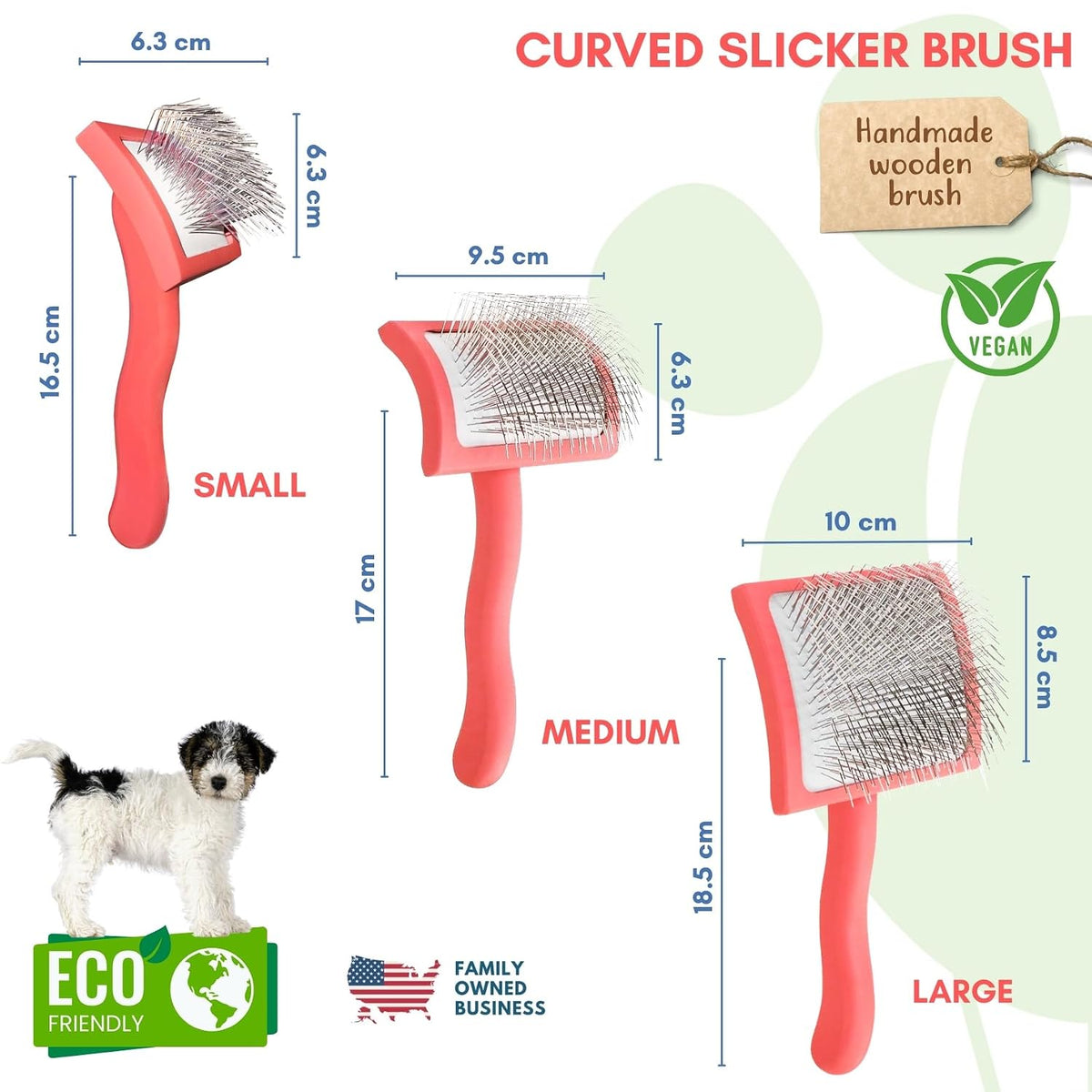Slicker Brush for Dogs - Long Pin for Poodles, Doodles & Long Haired Dogs, Deshedding & Dematting Tool, Slicker Dog Brushes for Grooming (Coral, Curved Medium)