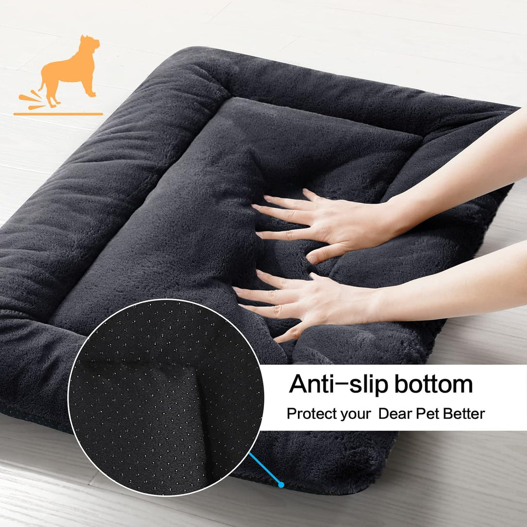 Dog Crate Pad Washable Dog Bed for Crate Large Cozy Mat 48-Inch Dark Gray