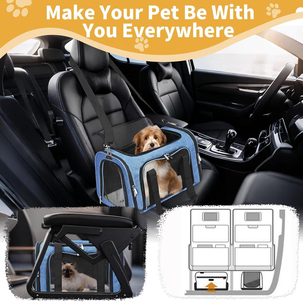 Soft-Sided Cat/Dog/Pet Carrier, Collapsible Pets Travel Carriers
