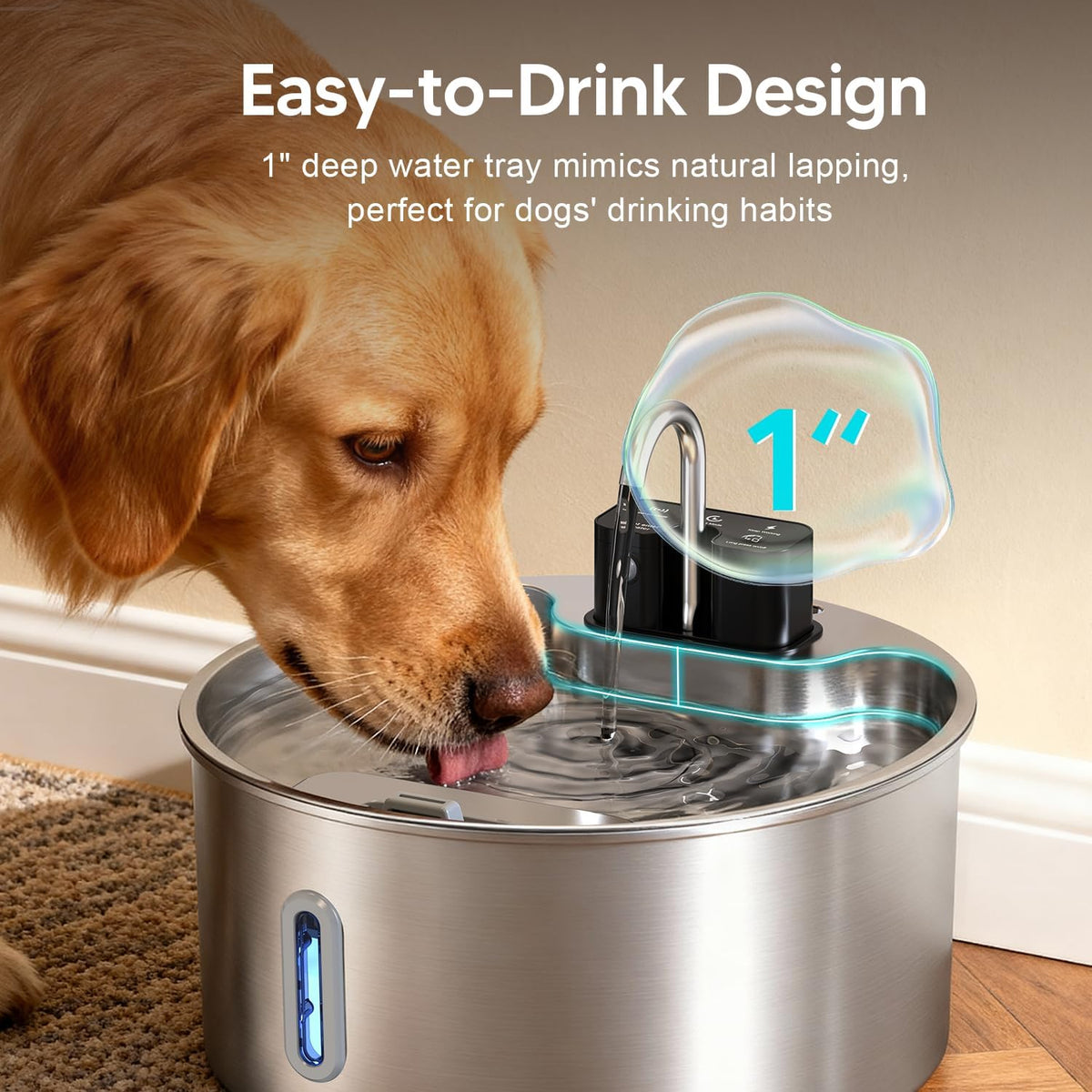 Voluas 7L Wireless Dog Water Fountain with 6 Filters, Stainless Steel