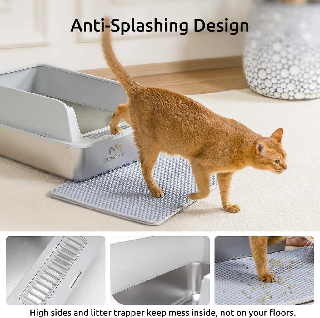 2 Pack Stainless Steel Cat Litter Box for Multi-Cat Households