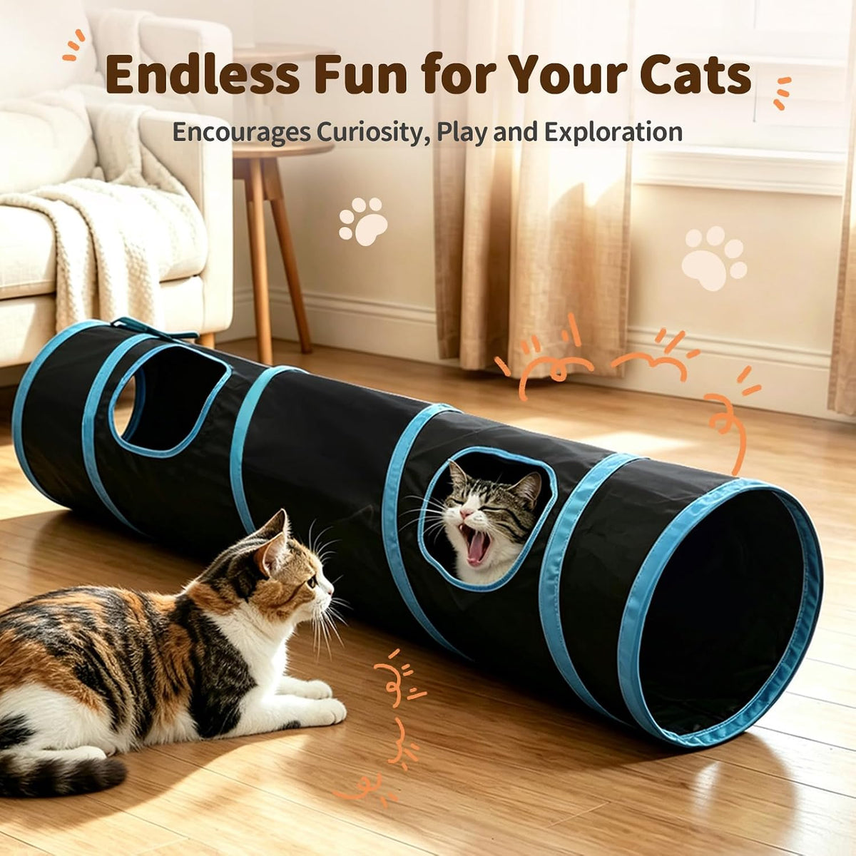 iCAGY Cat Tunnel for Indoor Cats Kittens Rabbits, Foldable Tunnel Toys