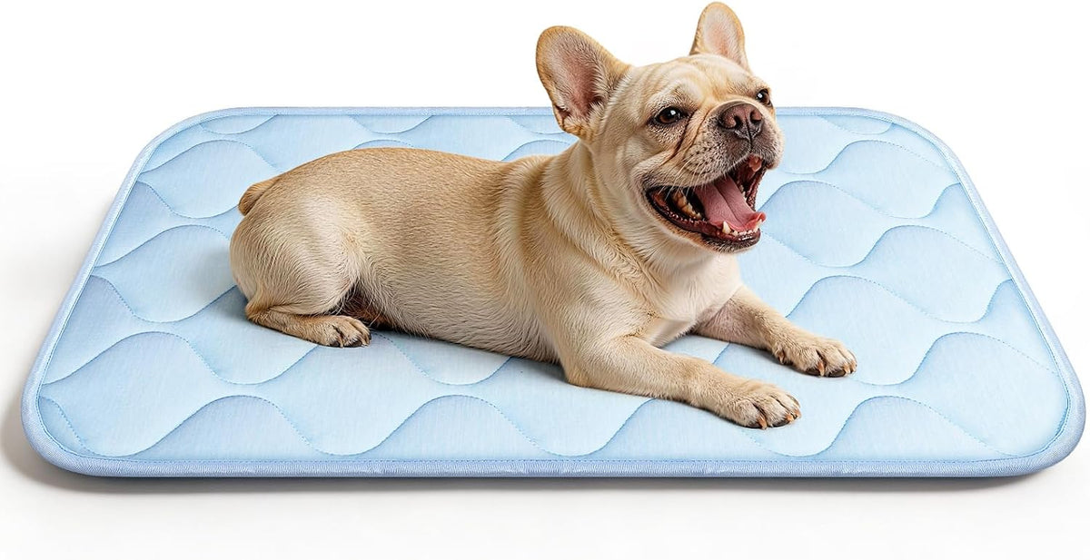 Pet Cooling Mats for Dogs, Cooling Pet Outdoor & Indoor Use with Waterproof Cover, Summer Cool Pad for Dogs Cats 29" x 18", Non-Slip Washable Pet Blanket for Crate Kennel Travel (Cryo Ice Blue)