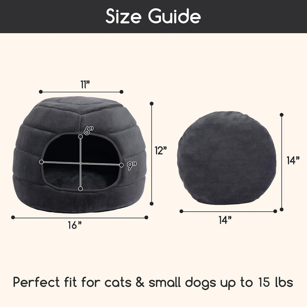 Hollypet Cat Bed Cave for Indoor Cats for Pets up to 15 lbs, Gray