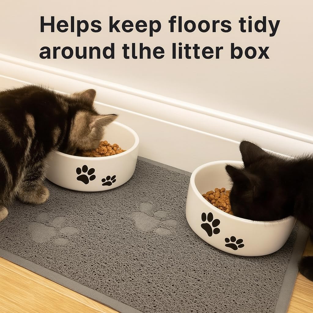 Bulk Buys Cat Litter Mat, Traps Litter, Soft Non-Slip Surface, Easy to Clean, 11.5 x 15.75 in Gray Mat for Litter Box Area (Pack of 2)