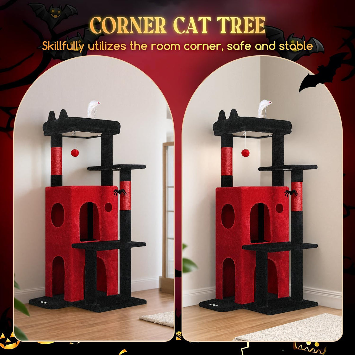 Globlazer Gothic Cat Tree Tower for Indoor Cats Large Adult, FC50, Goth