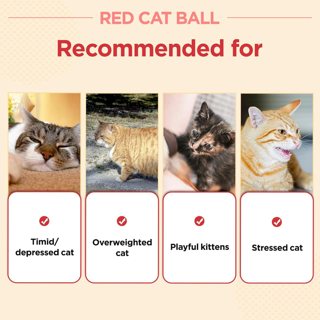 JAYU PET Red Cat Ball, 2.7 inch