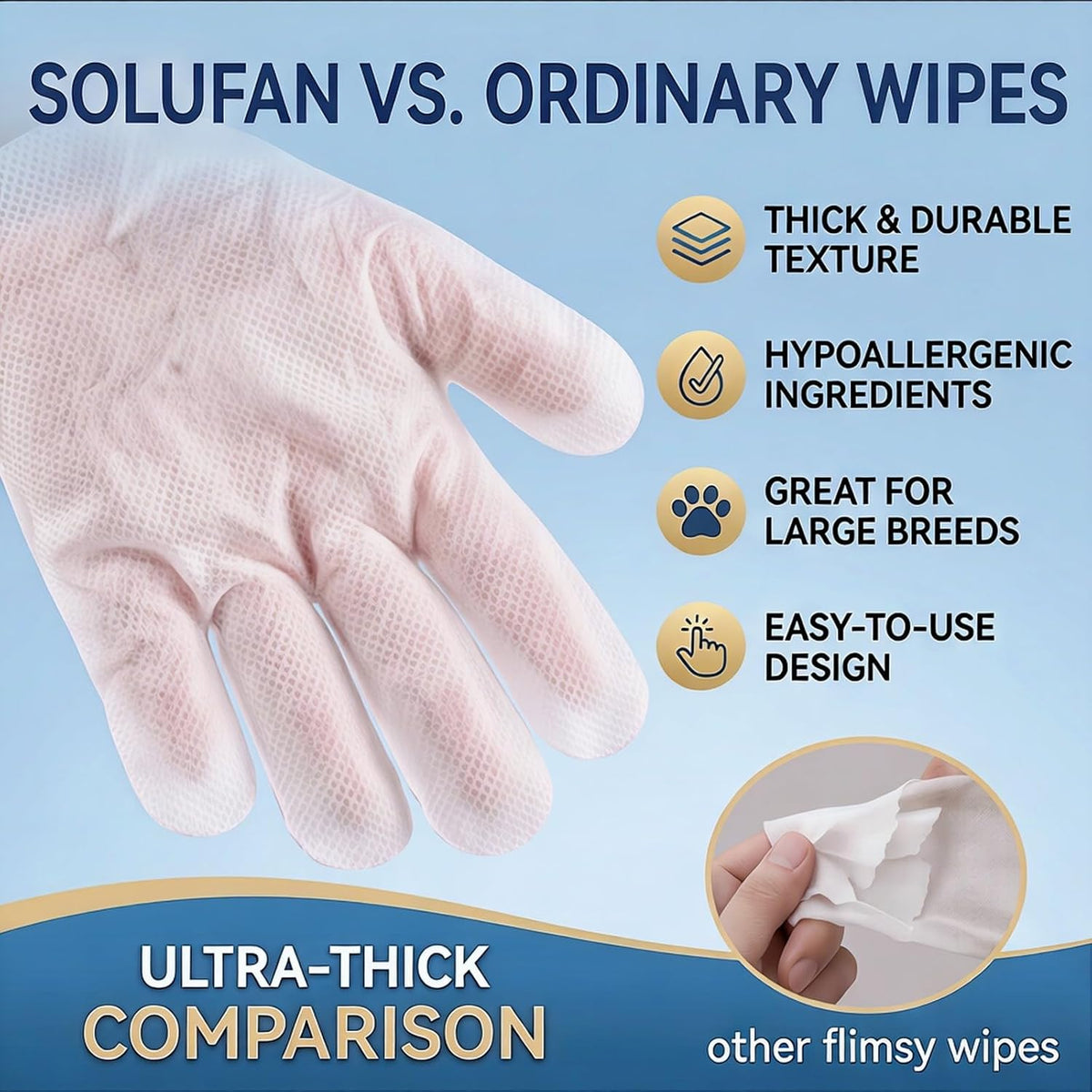 Pet Cleansing Glove Wipes for Dogs & Cats, 20 Count Hypoallergenic No-Rinse Pet Grooming Wipes with Aloe Vera, Thick & Durable Cleaning Gloves for Paws, Coat & Body, Ideal for Home & Travel