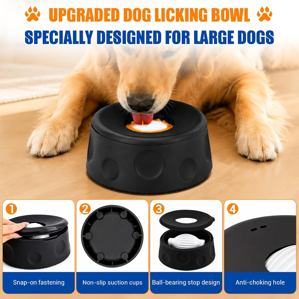 Slow Feeder Dog Bowl, Large Capacity Silicone for Medium & Large Dogs