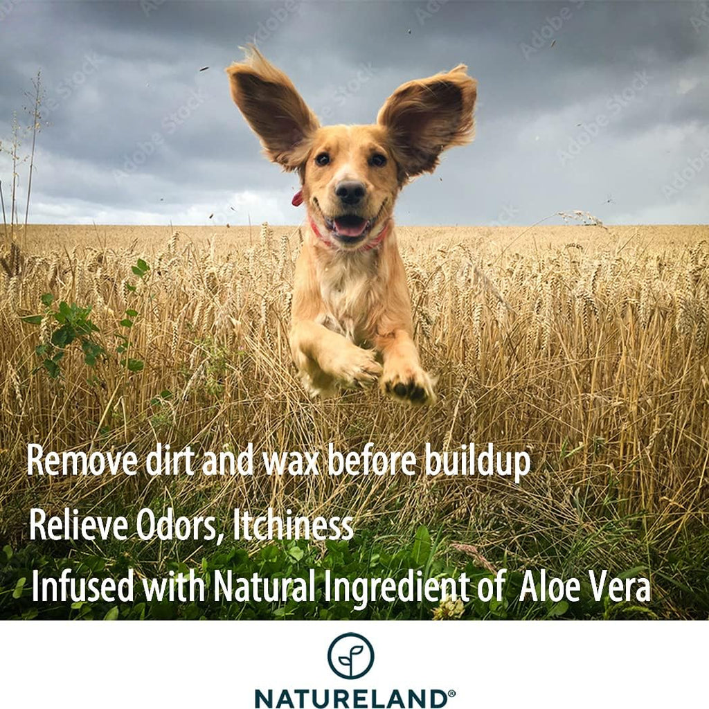 Natureland Dog Ear Wipes, Extra Large Otic Cleaning Pads, 150 Count
