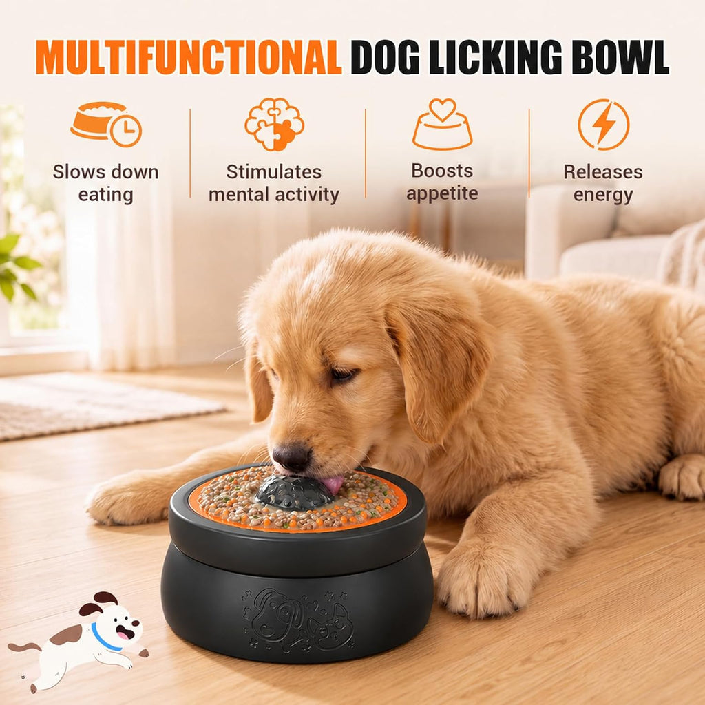 Slow Feeder Dog Lick Bowl with Rolling Ball for Puppy & Small Dogs