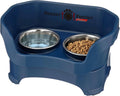 Neater Pet Brands Neater Feeder Deluxe Mess Proof Dog Bowls Elevated for Medium Dogs 19-40 lbs, Made in USA, No Spill Raised Dog Food Bowl Stand Feeding Station, Food and Water Bowl Set, Dark Blue 