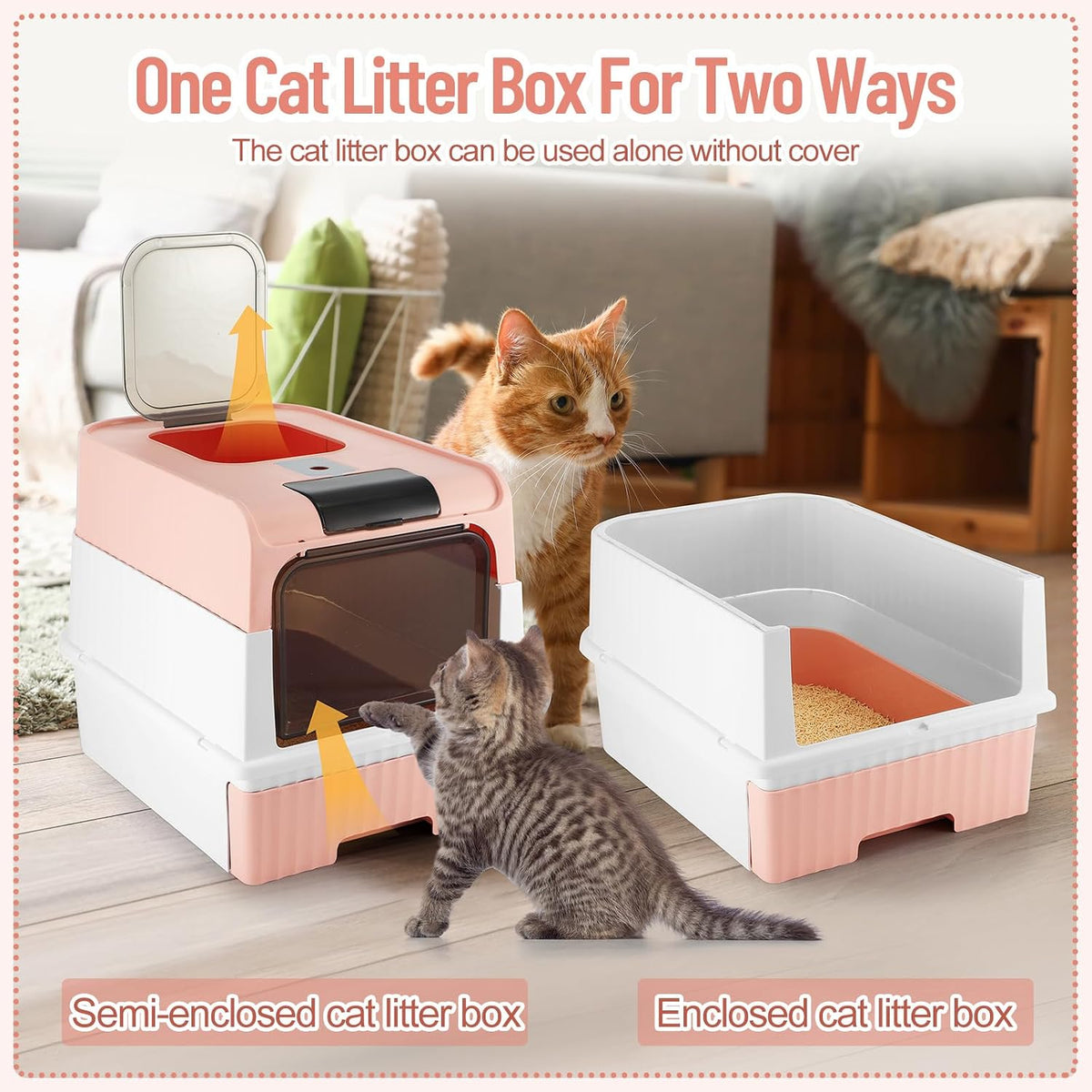 Tioncy 7 Pcs Kitten Litter Box Starter Kit, Enclosed with Shovel, Pink