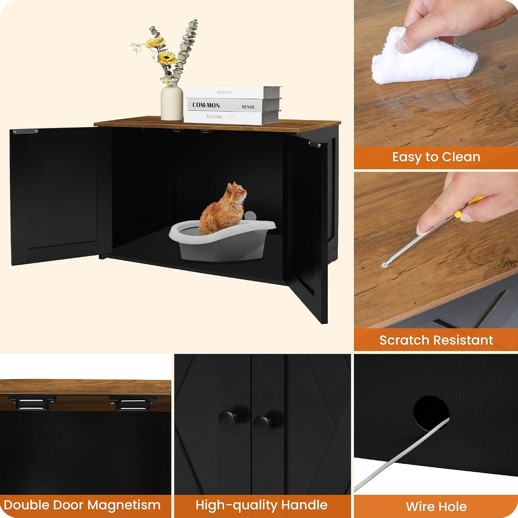 Dwanton Cat Litter Box Enclosure, Hidden Litter Box Furniture, 27.6 Inches