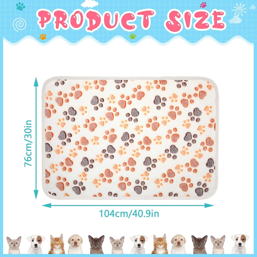 Tatuo 4 Pcs Fleece Dog Blankets for Puppy Cat, Cream, 41 x 30 in, Paw
