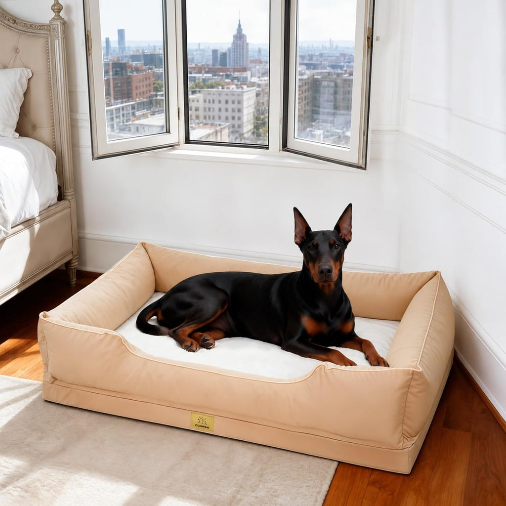 XXXL Bolster Dog Bed: Washable Sofa Pet-Bed with Removable Cover