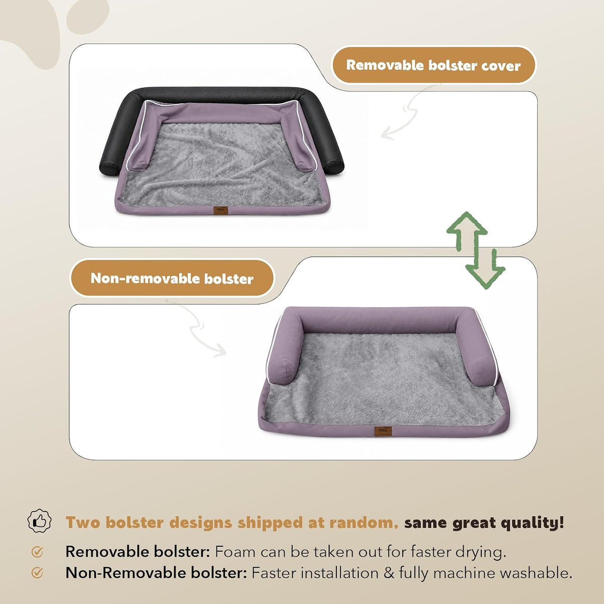 MEKIY XXL Orthopedic Waterproof Dog Bed with Bolster for Extra Large Dogs