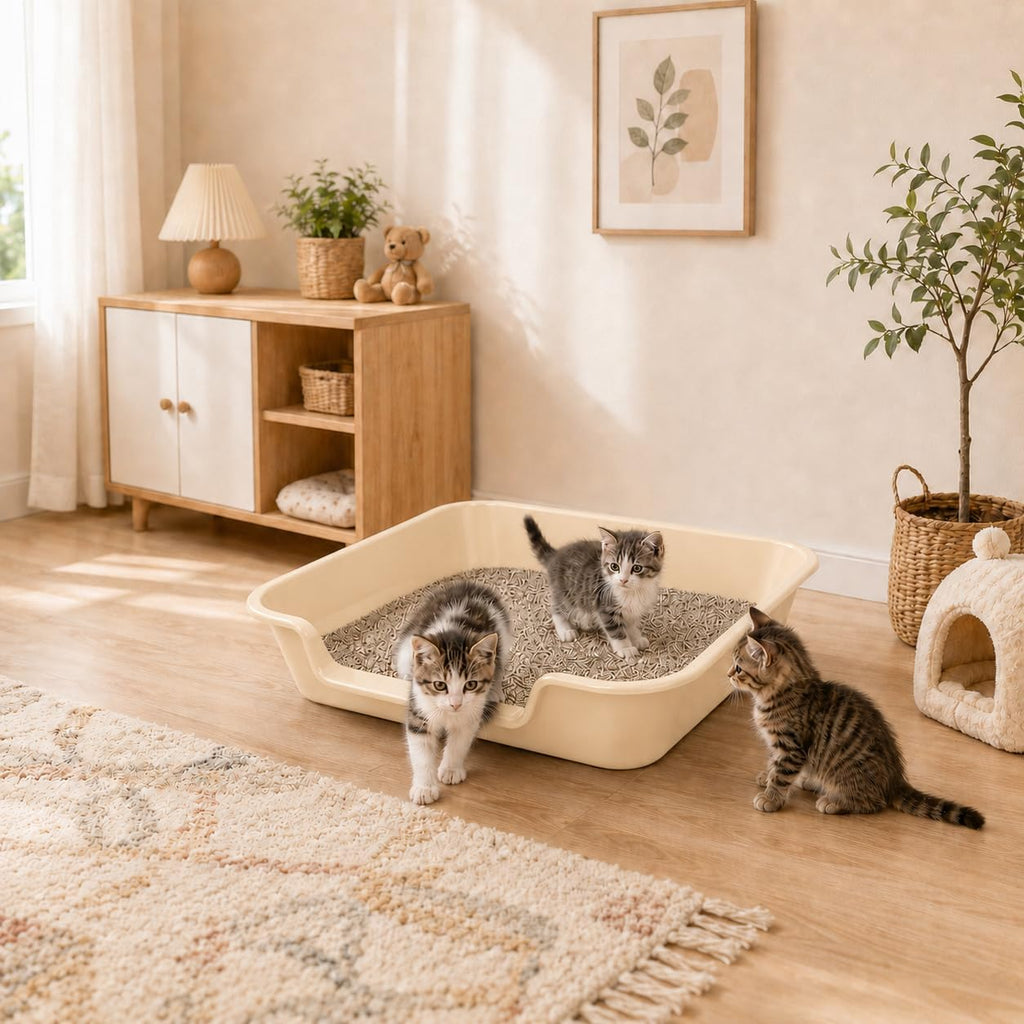 Extra Large Low Entry ABS Cat Litter Box, Yellow, 24" L x 20" W, 1 Pack | Durable low entry litter box, non-stick, odor-free, ideal for seniors, kittens, rabbits, large cats and multi-pet homes.