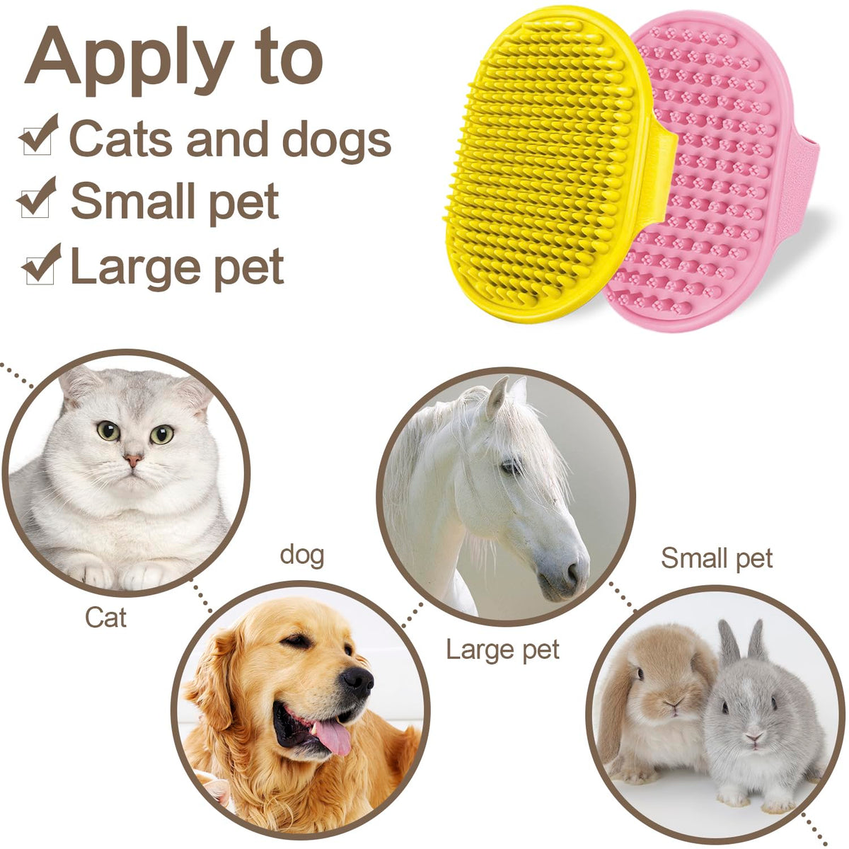 Pet Grooming Brush Kit, 4Pack Dog Bath Brushes Flea Comb Set for Cat