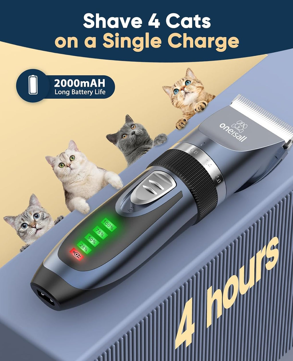 oneisall Quiet Cat Clippers for Matted Hair & Long Hair, Cat Shaver