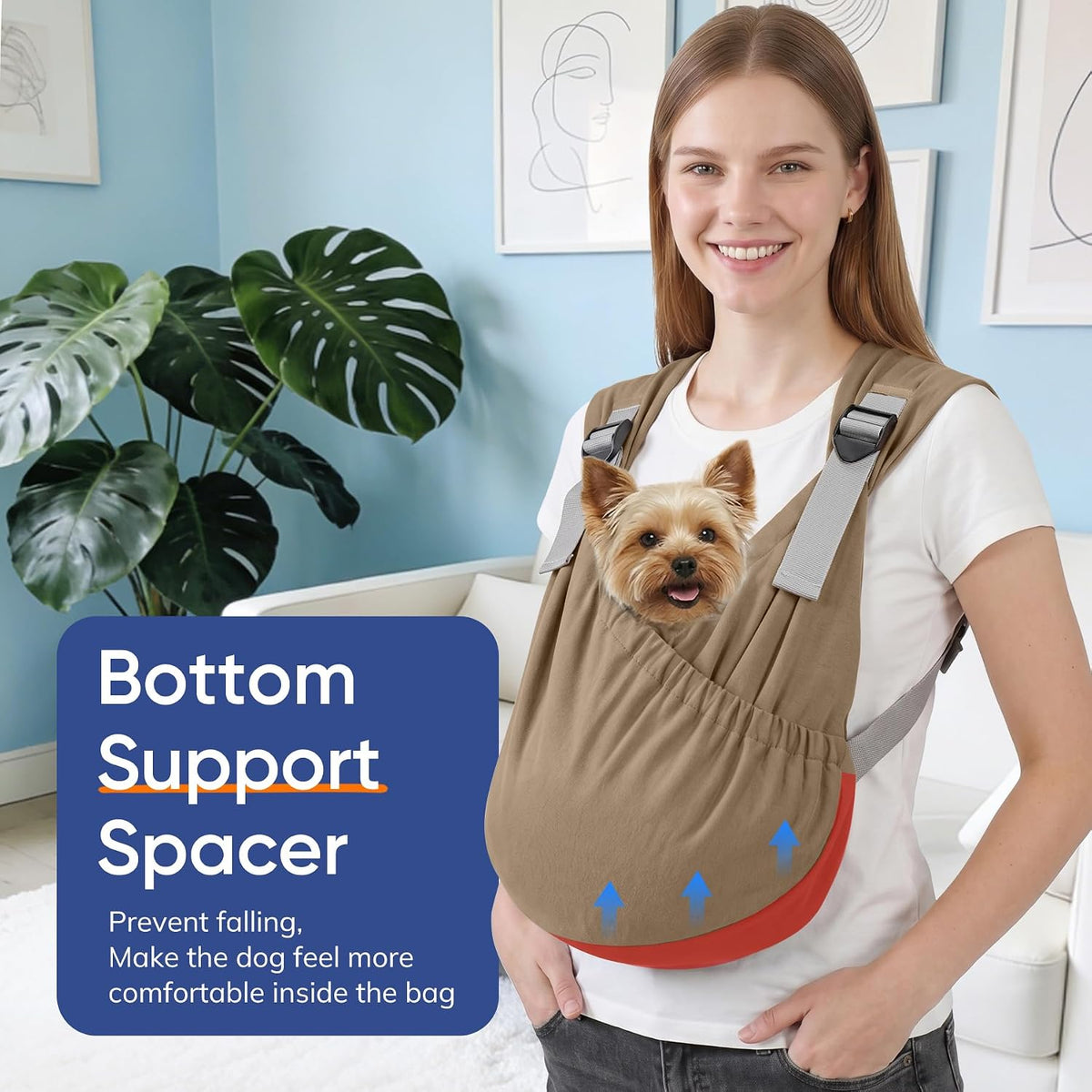 Supet Dog Sling Carrier for Pets, Adjustable Hands Free Front Chest Pouch