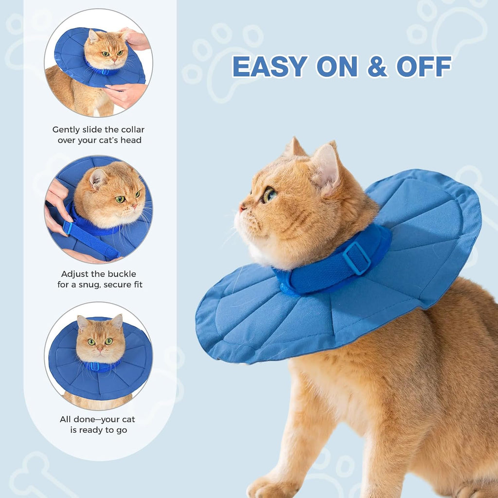 Avont Inflatable Cat Cone, Lightweight Recovery Collar, L Denim Blue