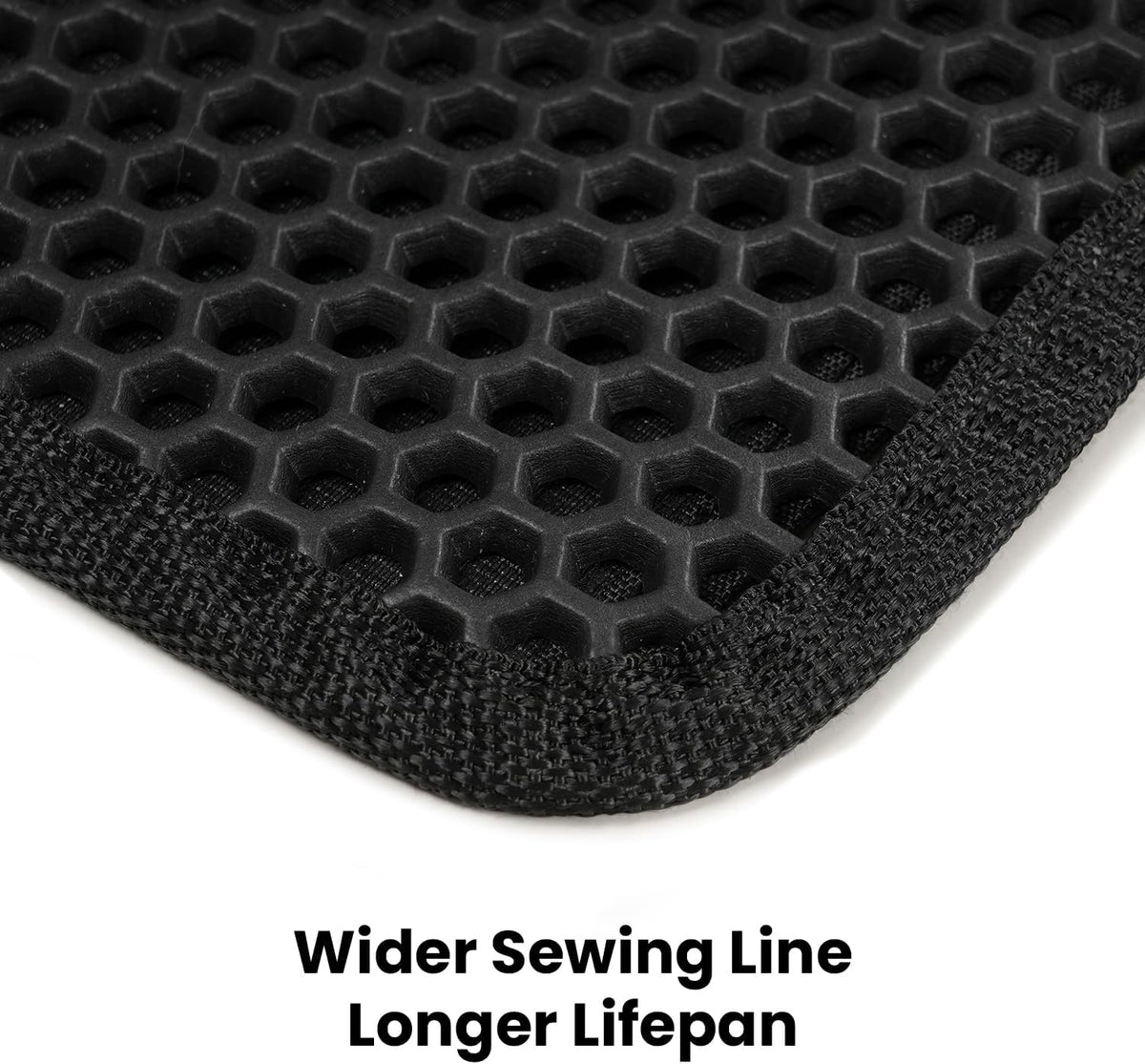 Cat Litter Mat-30"X24" Large Litter BoxTrapping Mat for Kitty EVA Honeycomb Double Layer Design, Urine & Waterproof with Handle Design Easier to Clean, Washable, Black