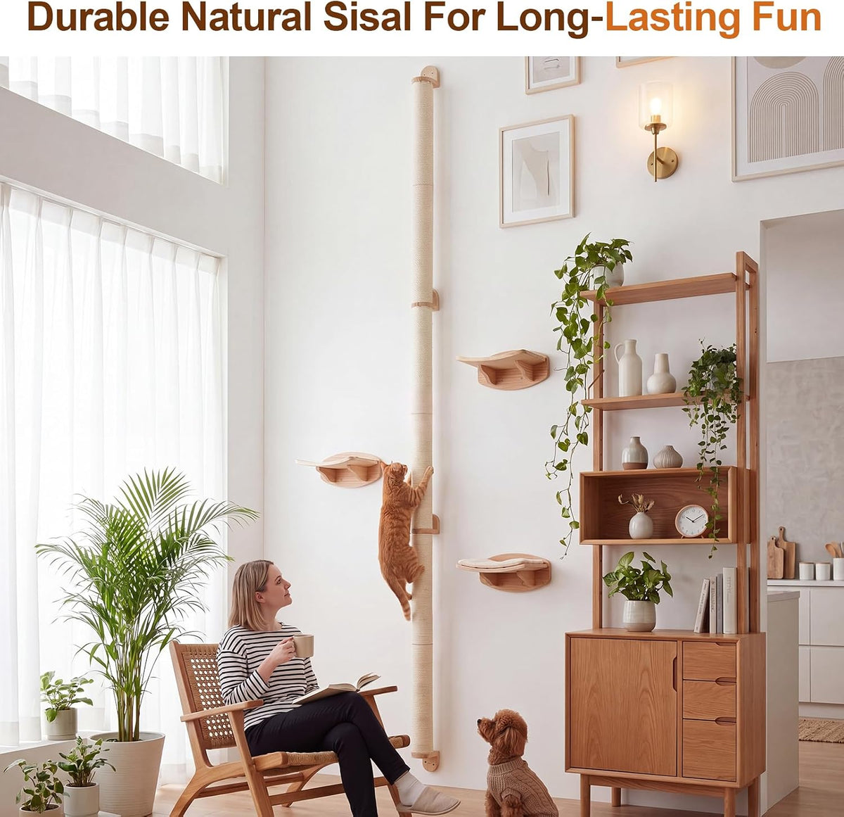 Tall Wall Mounted Cat Scratcher Post, 23 Pcs