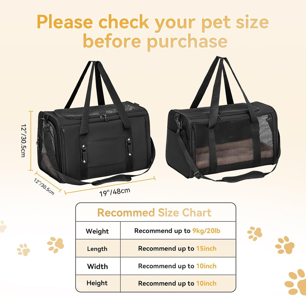 PETSFIT Large Cat Carrier with Patented Safety Buckles,Big Cats Up to 20 lb
