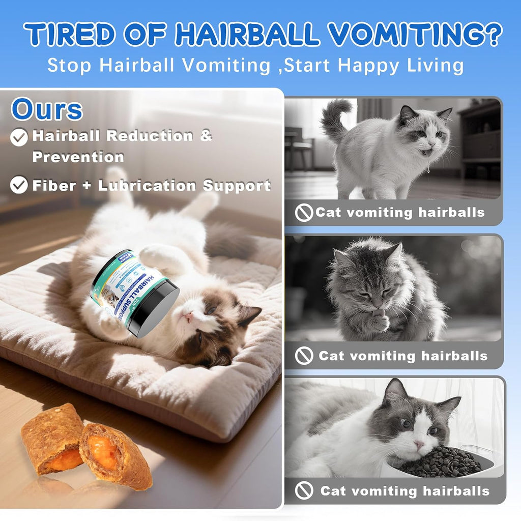 Cat Hairball Support Crunchy & Creamy Chews, Hairball Treatment for Cats
