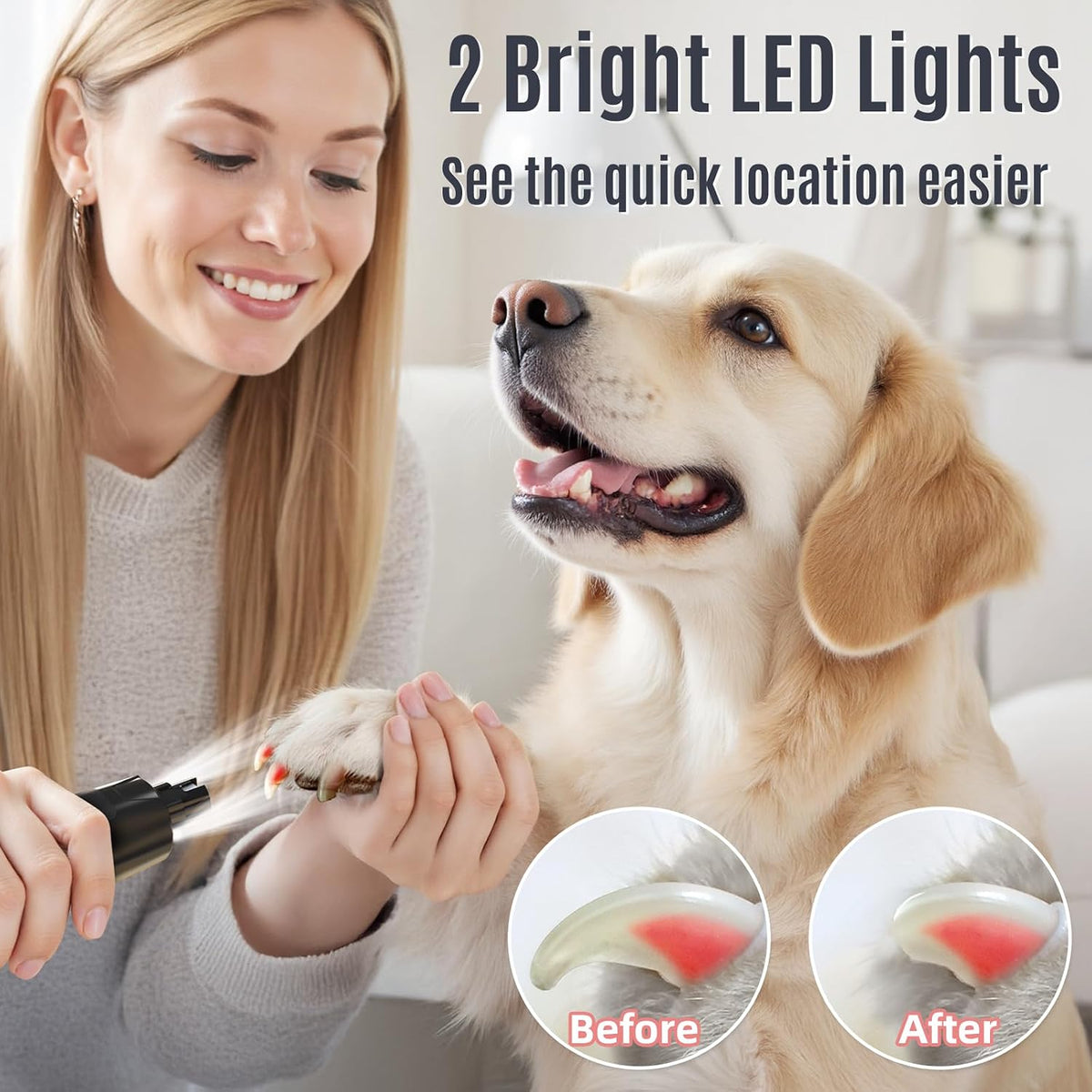 Casfuy New 6-Speed Dog Nail Grinder - Whisper Quiet Safe Pet Nail Trimmers