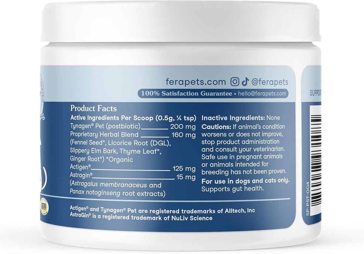 Fera Pets Digestive Support Plus for Dogs & Cats, 120 Scoops | Food Topper with Slippery Elm for Dogs & Cats Promotes Optimal Digestive Health & Inflammatory Response and Enhances Immunity