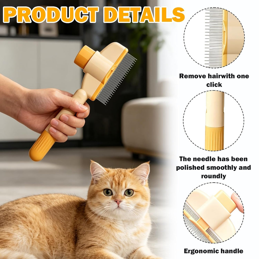 2-Piece Cat Combs For Indoor Cats,Cat Brushes For Indoor Cats,Cat Comb For Shedding,Cat Hair Brush,Cat Brush Effectively Removes Shed And Tangled Fur From Dogs,Durable Stainless Steel & ABS Design