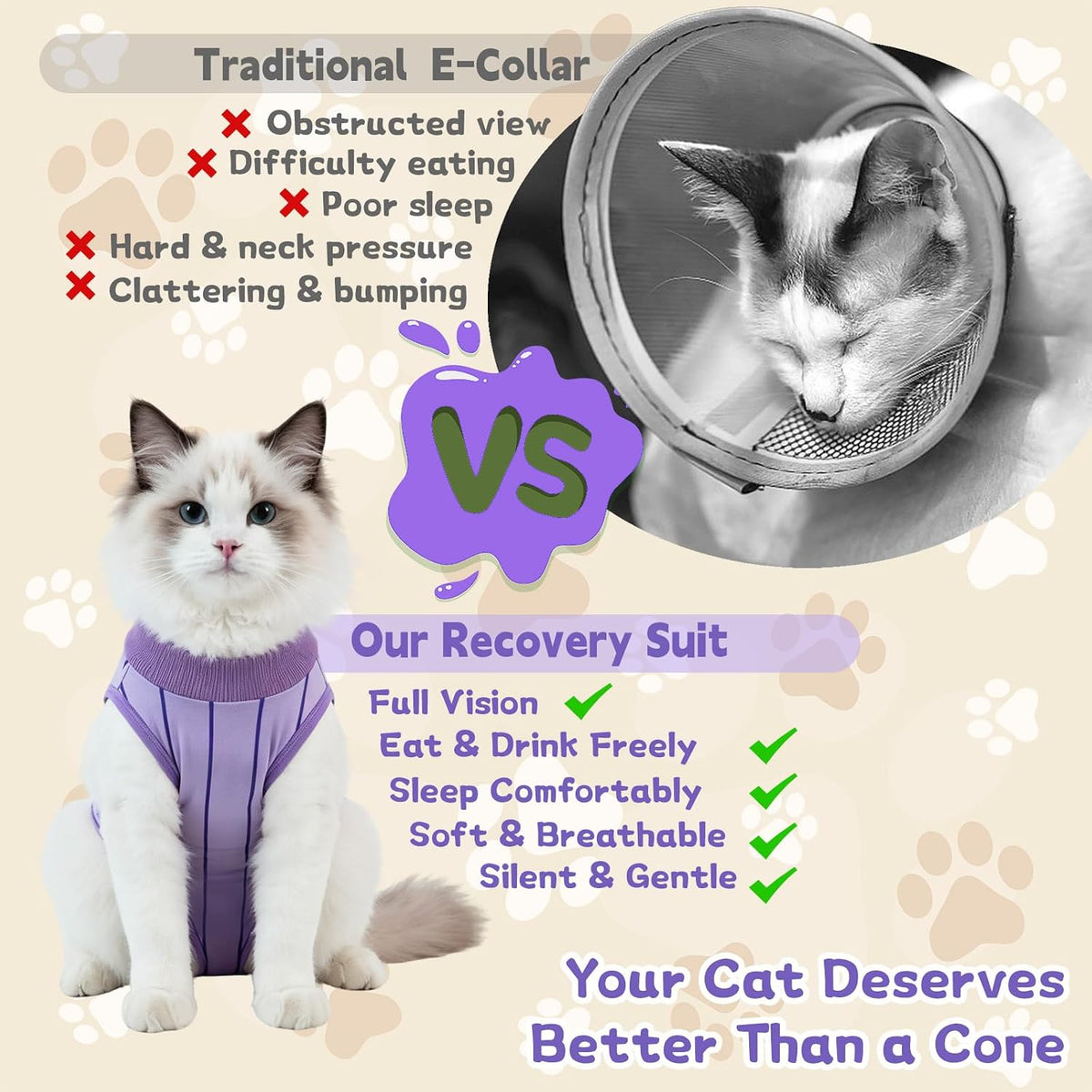 EMUST Cat Recovery Suit, Cat Surgery Recovery Suit Female for Wound Care